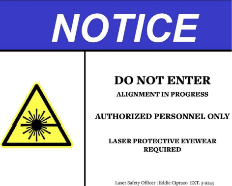 laser room notice on 1565nm course